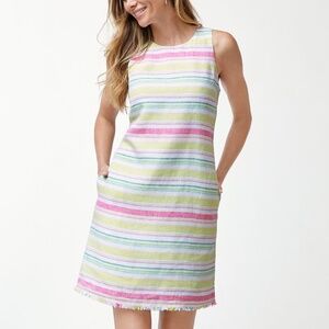 Tommy Bahama Dress Tulum Stripe Linen Shift Dress, Very Gentle Used Condition